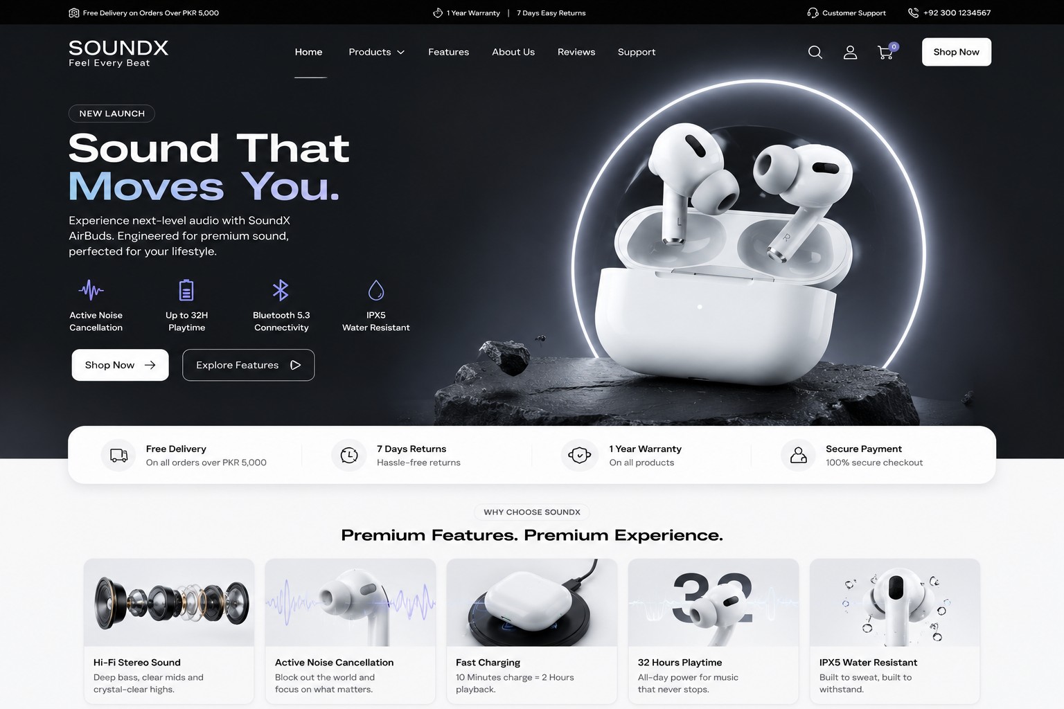 SoundX AirBuds — Product Landing